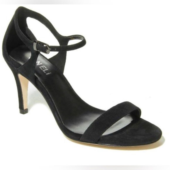 NEW Vaneli “Berk” Leather Open Toe Ankle Strap Sandal in Black Size 7 1/2 Narrow - Picture 1 of 8